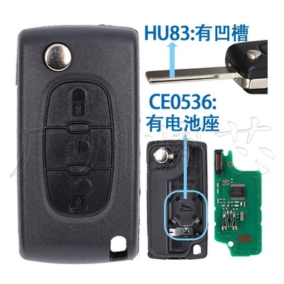 433Mhz Ce0523/Ce0536 Ask/Fsk, Car Keys - ask-3-button-light-button-ce0536-hu83