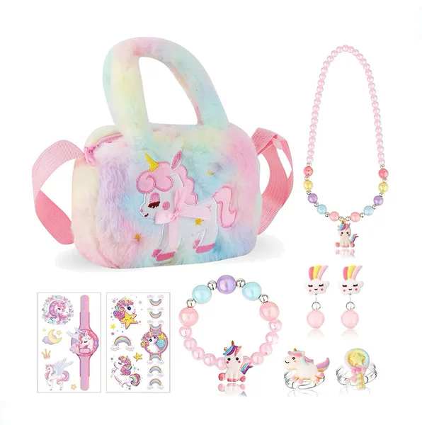 Unicorn Children's Plush Shoulder Bag 2024 Spring Cute Tpu Storage Crossbody Bag New Year Gift