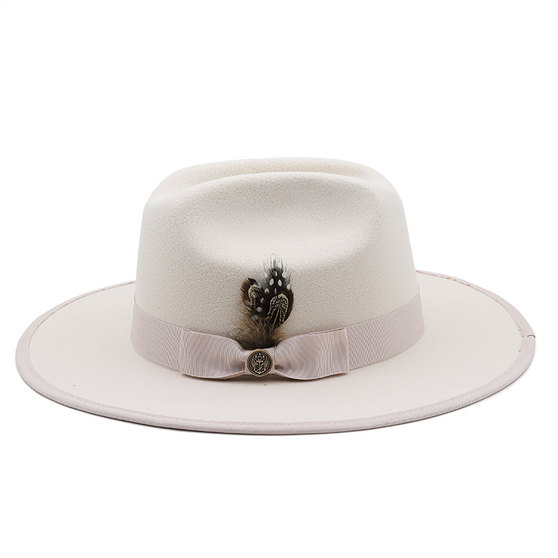 Unisex Fashion Solid Color Sewing Flat Eaves Fedora Hat display picture 3