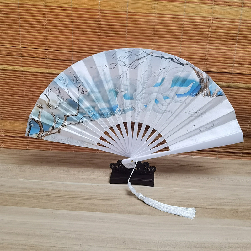 (13 호) 술이 달린 8 인치 화이트 폴 (양면 스노우 폭스)