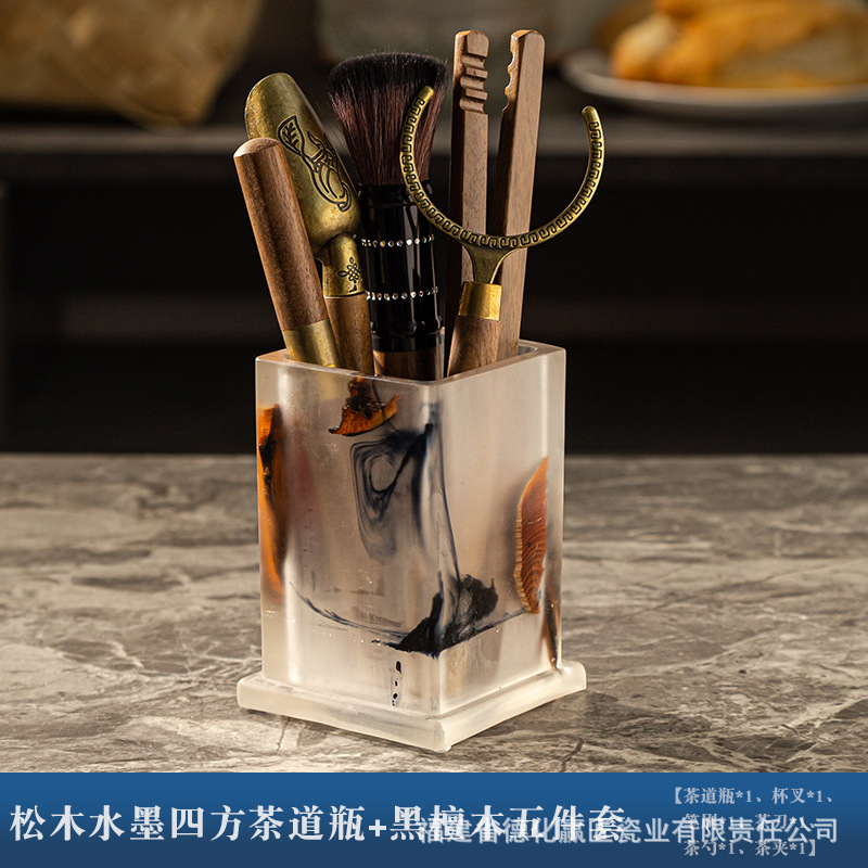 Ceremonia del té seis caballeros set kung fu accesorios de té suministros de almacenamiento de taza de té almohadilla herramientas de preparación de té adornos de mesa de té