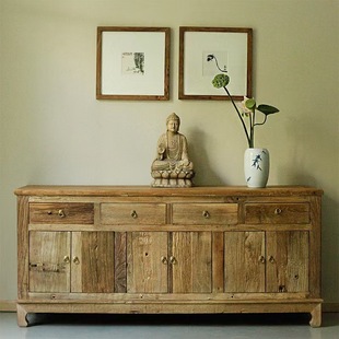 Old Elm Storage Cabinet Weathered Board Furniture Living Room Wall Sideboard Simple New Chinese Style Solid Wood Storage Cabinet