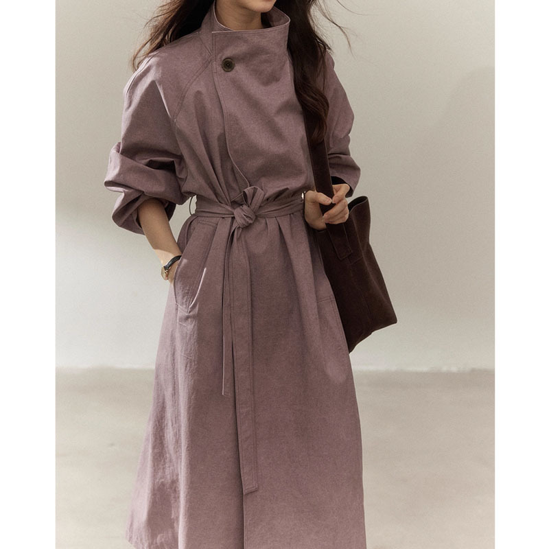 【紫芙】知识分子风紫色高级感风衣外套女秋炒色极简大衣2025新款