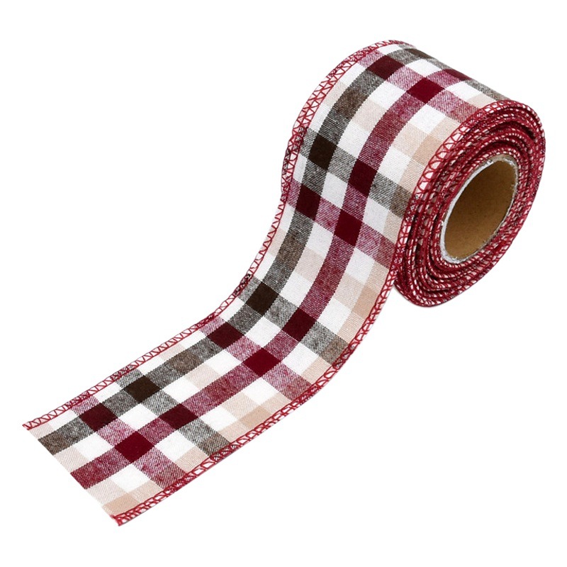 Tela de borde de copia de algodón de Venta caliente transfronteriza con accesorios de decoración de ropa de tocado de 5cm cinta de tela a cuadros clásica 5 M