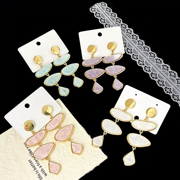 Lugong New Spring and Summer Color Series Long Earrings Women's Personalized Fashion Light Luxury High-end Sense Niche Earrings