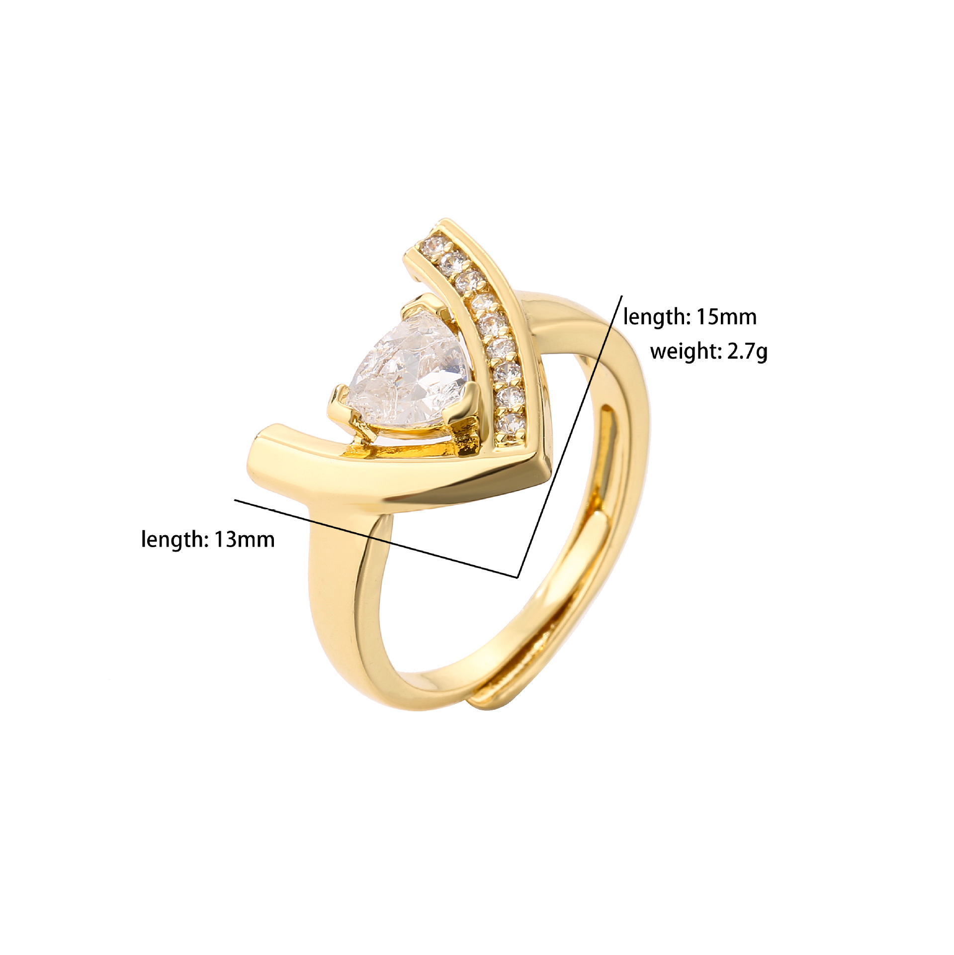 Womenu0027S Fashion Simple Style Geometric Heart Alloy Zircon Rings Copper Rings