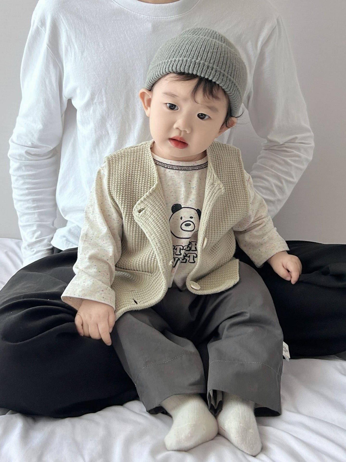 Baby primavera y otoño chaleco de punto chaleco sin mangas chaleco de hombro chaqueta de estilo extranjero pequeño vestido guapo para niños