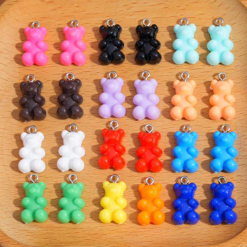 Animal Series Handmade Decorative Pendants Luggage Jewelry Accessories DIY Jewelry Artificial Resin Colorful Bear Pendants