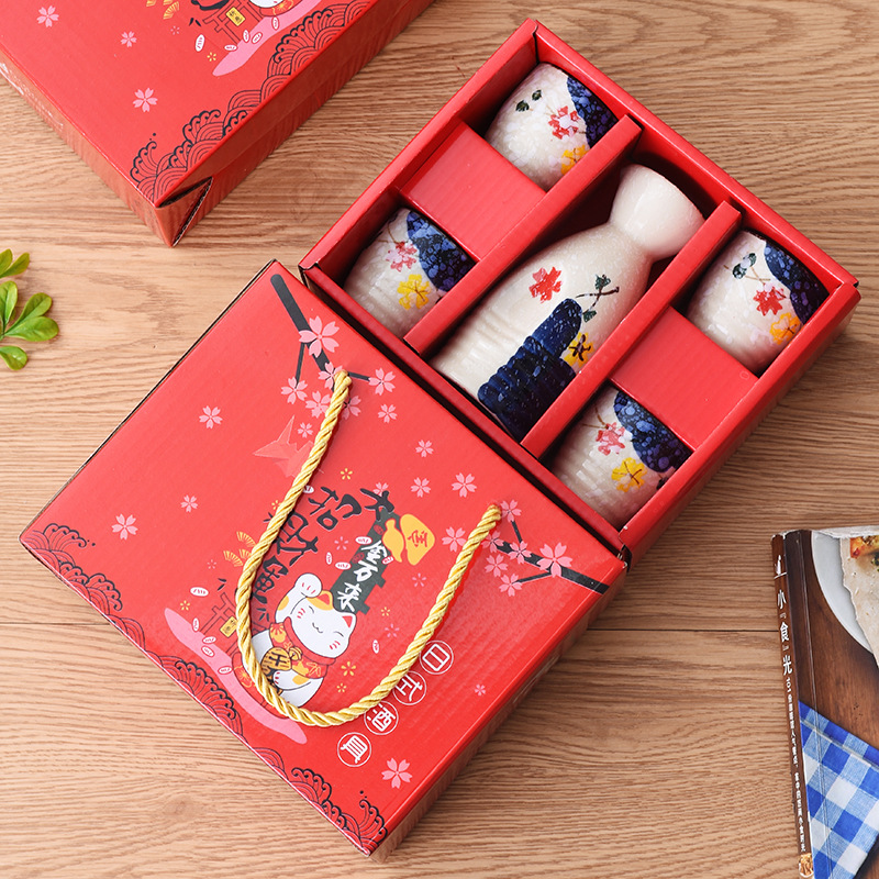 Ceramic Sake Set, Japanese Sushi Restaurant Style, Sake Warmer, Liquor Glasses, Baijiu Cups, Handheld Gift Box