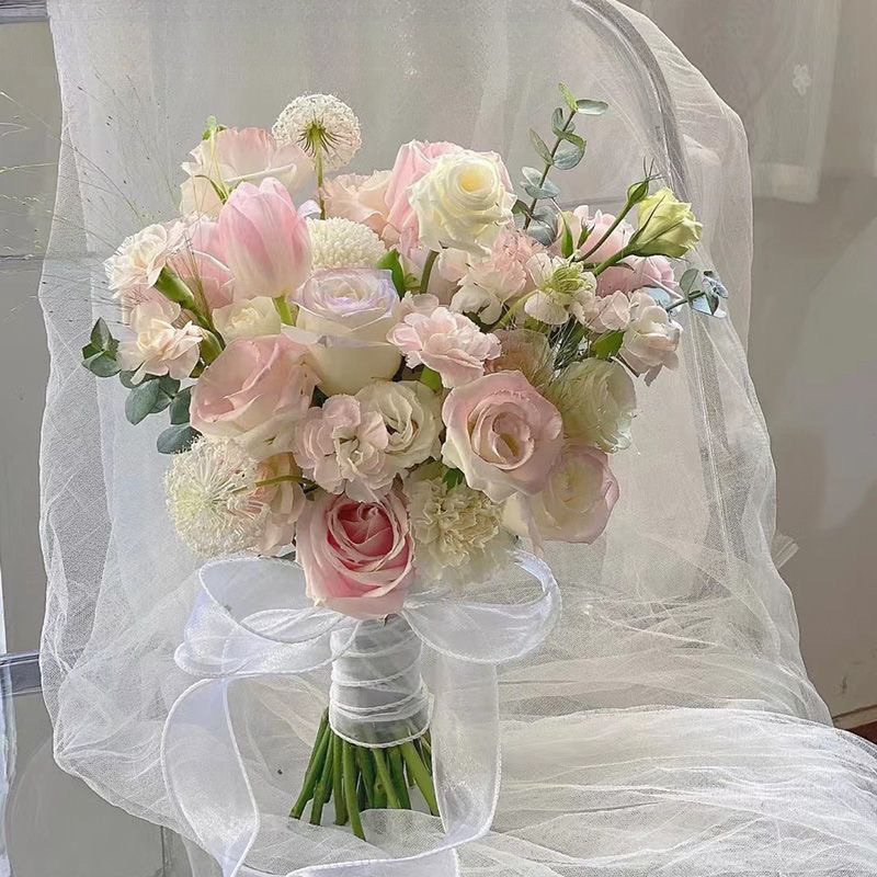 中国のバレンタインデーの結婚式の花、花嫁の手持ちの結婚式の写真、チューリップの証明書、模擬花の写真小道具|undefined