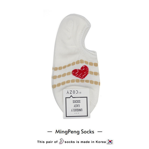0Korean socks with dots of love and peach heart stripes, women’s sweet casual cotton boat socks, spring new cross-border products
