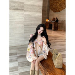 法式宫廷宽松碎花灯笼袖衬衫巨好看小衫长袖上衣女