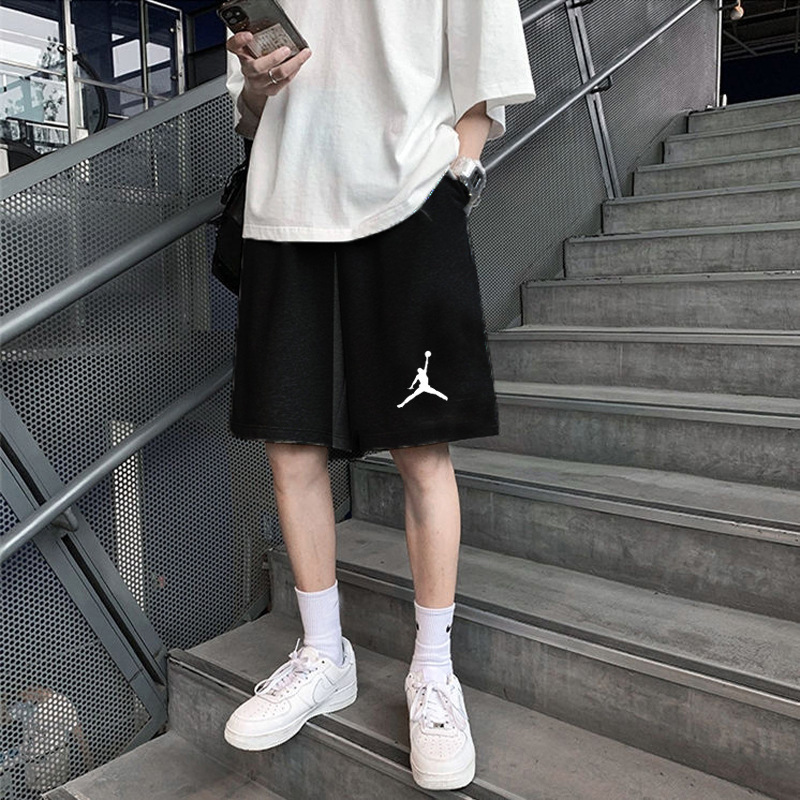 Aj Air Men's Solid Color Shorts Sports Casual Five-Point Shorts Summer Basketball Loose European and American Trendy Brand Youth Sweatpants