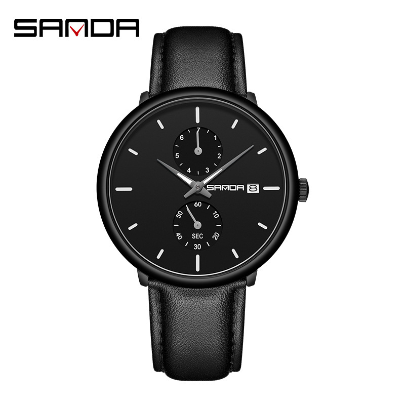 Sanda 1115 nuevo cinturón deportivo calendario impermeable reloj de cuarzo Moda simple hombres malla Correa reloj