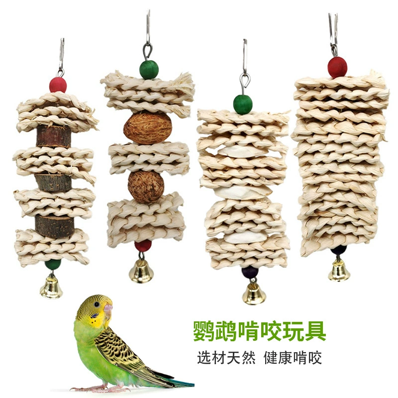 Кукурузная шелуха солома тканая Яблочная древесина комбинация клетка для птиц кулон игрушка для попугая игрушка для птиц принадлежности для укуса каракатицы веревка для укуса