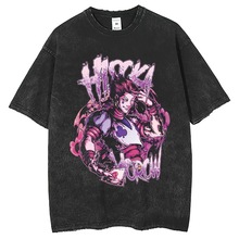 Anime Hisoka Morow Graphic Print Men's Washed TShirt Hunter