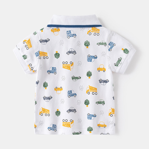 New men's children's POLO shirt thin short-sleeved baby children's summer clothing stand-up collar half-sleeve printed T-shirt children's wholesale