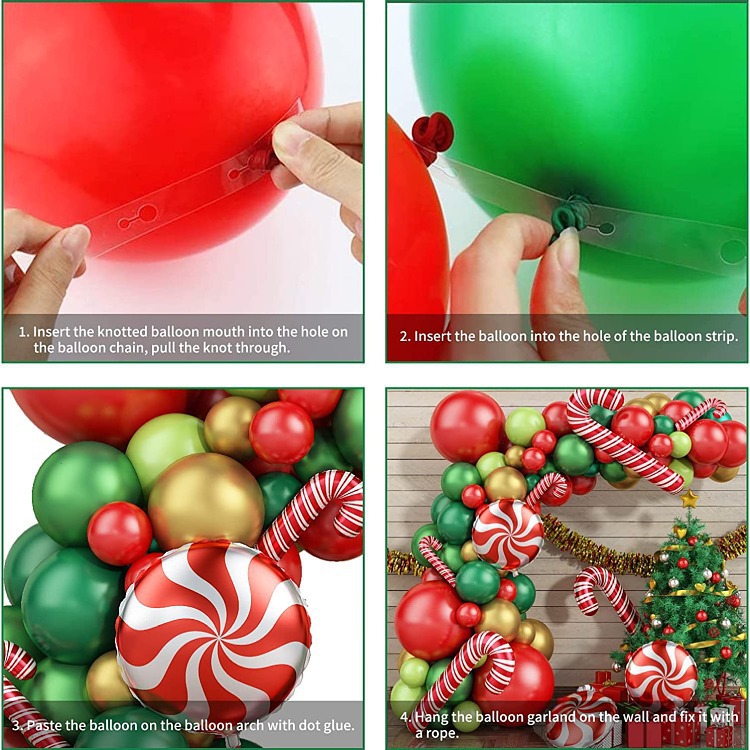 Navidad Raya Color Sólido Emulsión Película De Aluminio Fiesta Globos 1 Juego display picture 3