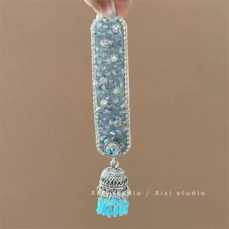 璀璨星河~黑曜石闪钻名族风铃铛流苏发夹女感甜美前额侧边夹包邮|undefined