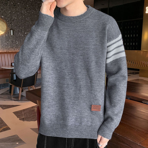 Demi-season trend fashionable keep warm woolen sweater with a round…