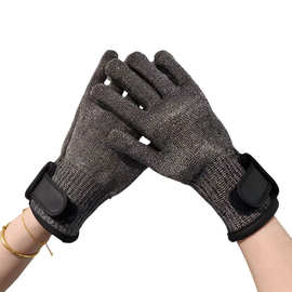 现货钢丝手套魔术贴屠宰电锯防割手套不锈钢丝耐磨木工防刀刺手套