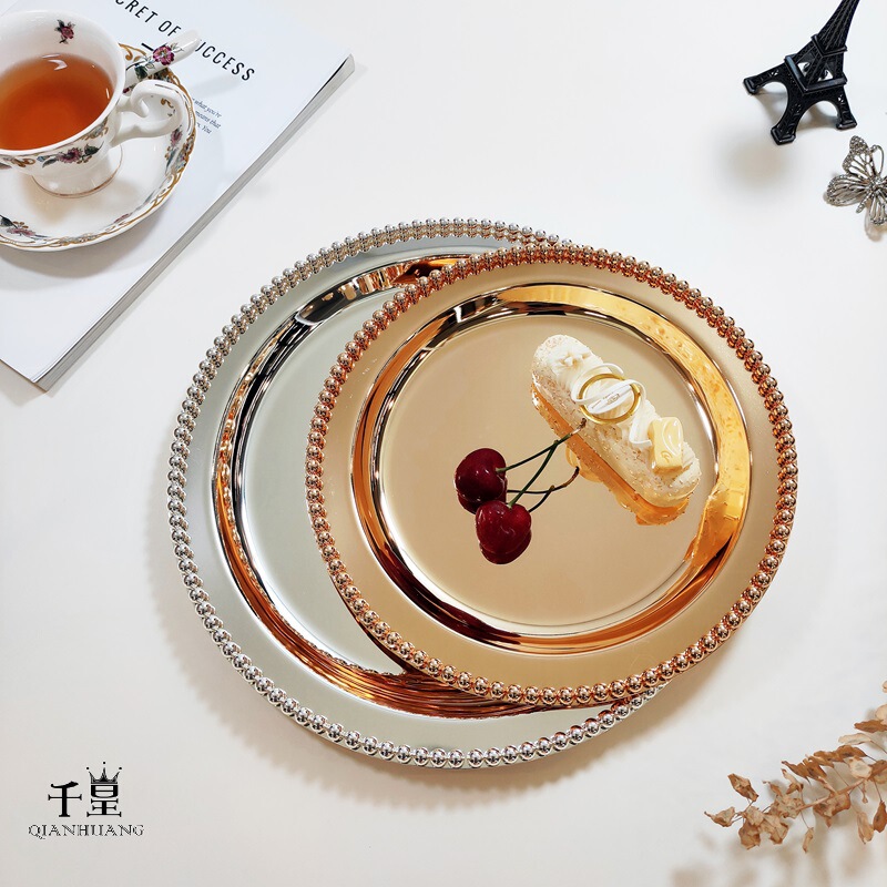 30cm Metal Silver Plated Thickened Dry Fruit Plate Cake Plate Fruit Plate Home Decoration Wedding Gift 3024-2