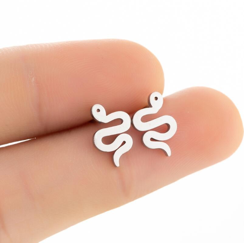 1 Pair Simple Style Snake Stainless Steel Plating Ear Studs display picture 5