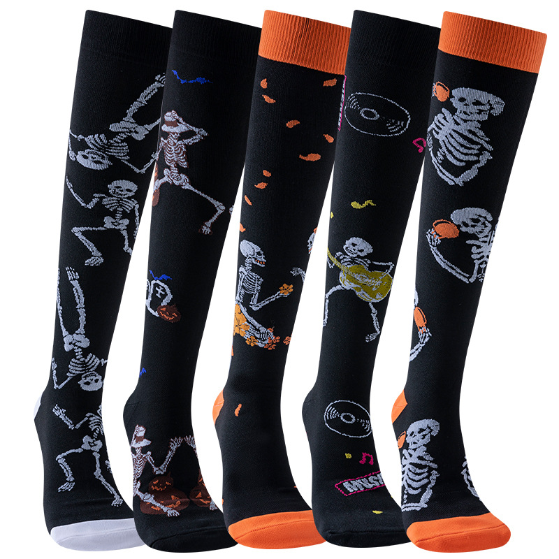 Calcetines de compresión originales Halloween calavera calcetines de compresión calcetines