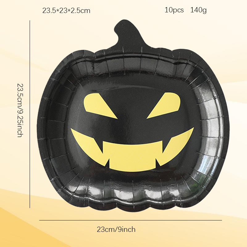 新しいクロスボーダーハロウィンパーティー紙皿ハロウィン装飾テーマゴースト使い捨て紙皿カボチャディナープレート|undefined