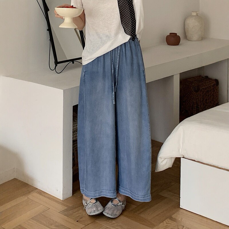 Lyocell Tencel Jeans Balloon Pants Wide-Leg Pants for Women, Loose Fit, Slimming, Versatile, Casual, Petite, Cropped Pants Lyocell Tencel Jeans Balloon Pants Wide-Leg Pants for Women, Loose Fit, Slimming, Versatile, Casual, Petite, Cropped Pants