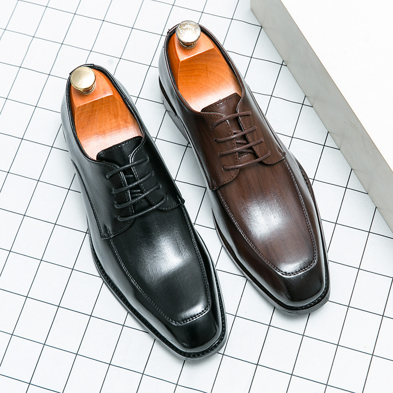 Comercio exterior al por mayor estilo británico puntiagudo zapatos de cuero hechos a mano ropa formal de negocios zapatos de novio de boda zapatos casuales de hombre image 3