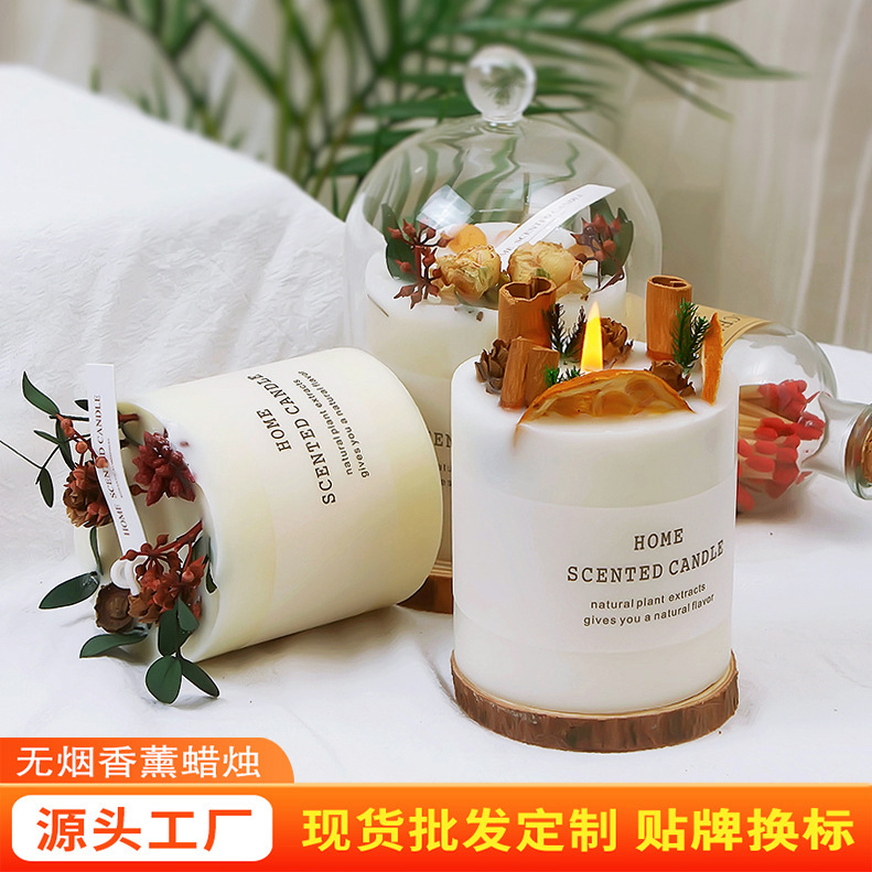 森系乾花香薫ろうそく花芸ろうそく置物手作り大豆ワックス家庭用アロマプレゼントお土産ケース|undefined