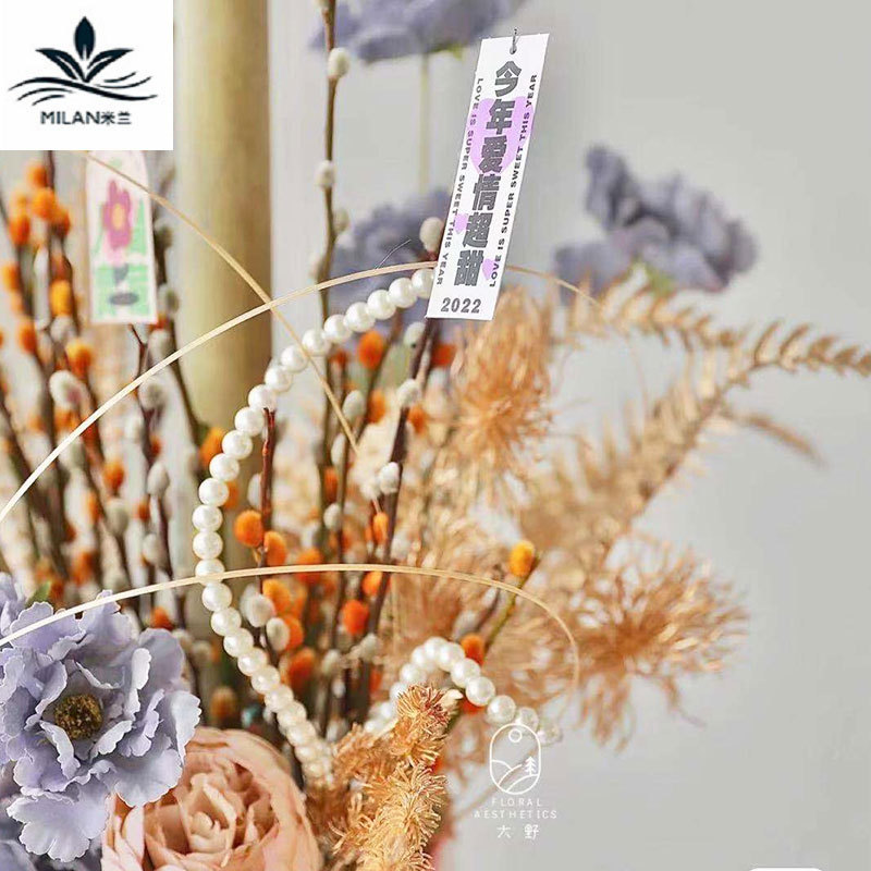 Milán víspera de Año Nuevo flor bendición cubo cinturón decorativo marco creativo imitación bambú forma floral arreglo floral diseño cinta papel