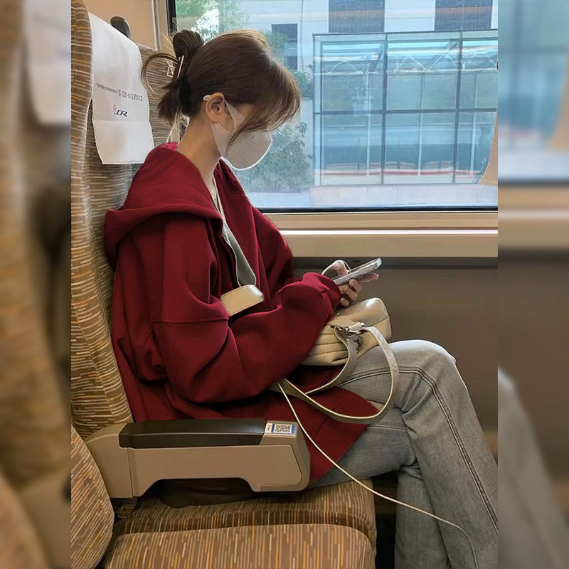 山东即墨卫衣外套女春秋季韩系穿搭慵懒运动帽衫2025新款开衫上衣|undefined
