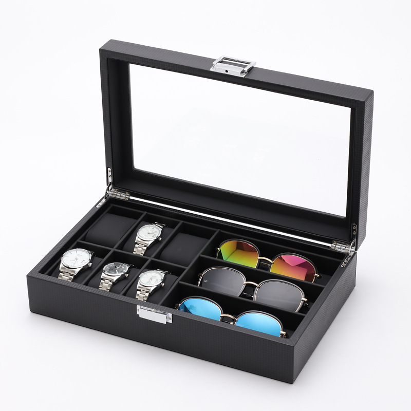 Caja Organizadora de Relojes, Joyas y Lentes de Madera para Almacenamiento y Exhibición