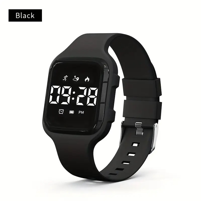 Square Waterproof Watch for Female Students, Simple Sports Bracelet, High-End Luminous Vibration Alarm Clock, Electronic Watch for Men