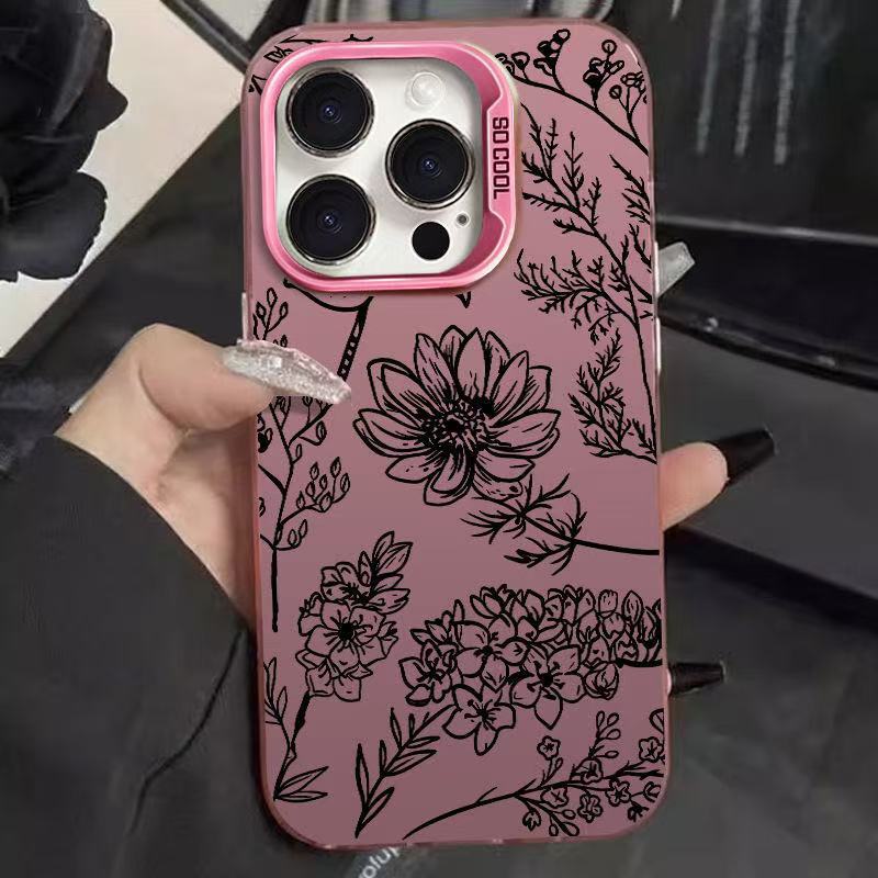 Nueva tendencia flor negra para iPhone 16 funda para teléfono móvil 11 Apple 15promax/14 transfronterizo 13pro12