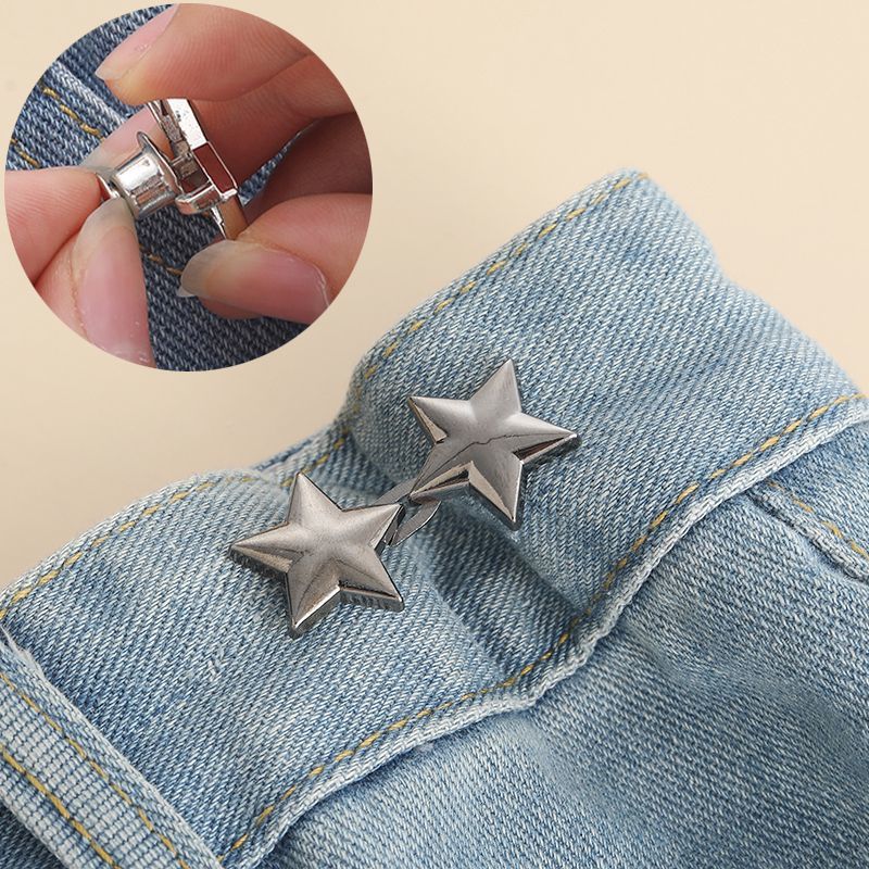 Jeans cintura-apretado artefacto costura-Cintura libre que aprieta hebilla ajustable pantalones cintura cambio grande pequeño botón fijo PIN