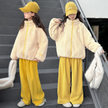 女童冬季加绒外套2025新款儿童休闲韩版加绒加厚中大童包条毛毛衣