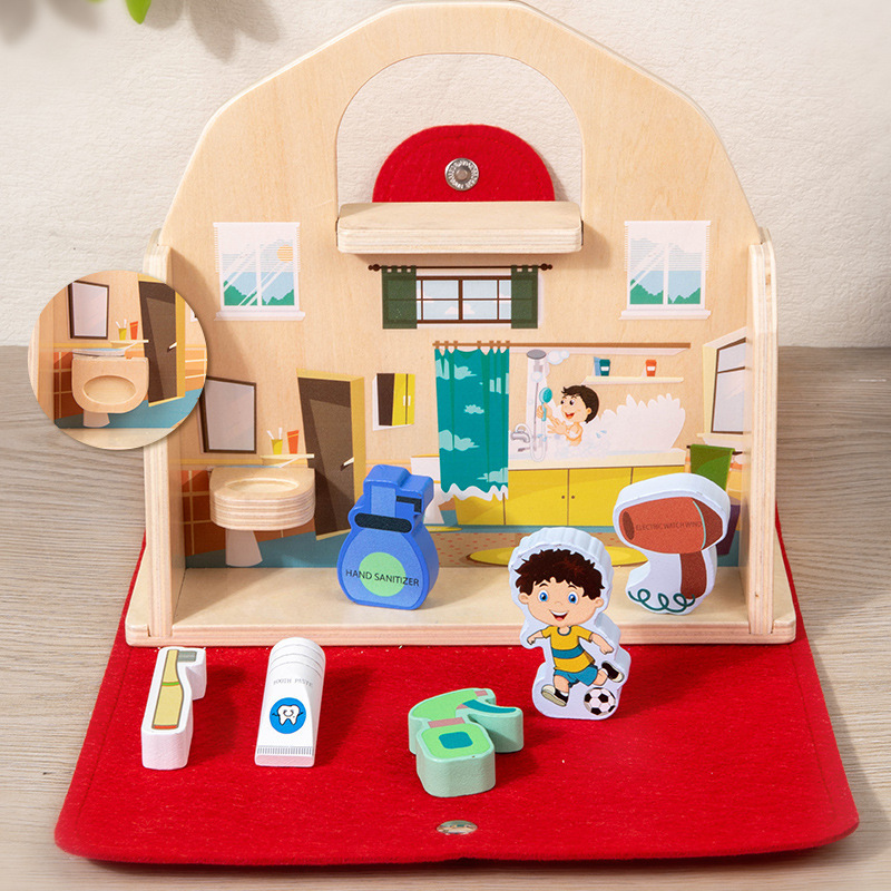 Cocina de simulación transfronteriza para niños, casa de juegos, bolso portátil, fruta cognitiva, juguete de madera image 5