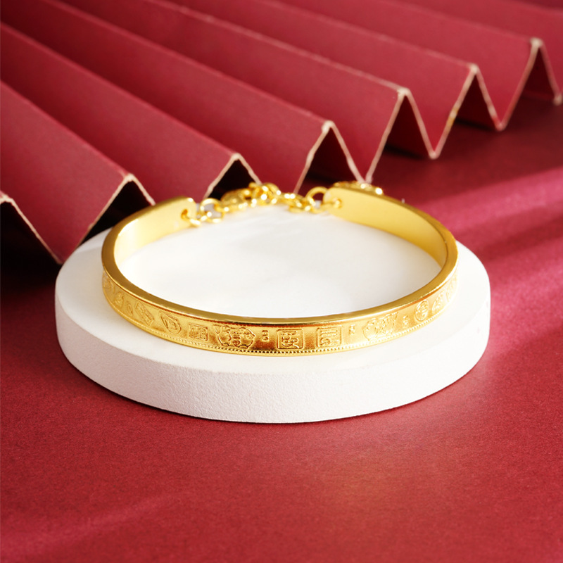 Nuevo estilo chino, brazalete de oro antiguo vietnamita, guochao jiyan manfu, elefante pequeño, brazalete de frillera, joyas de la corte