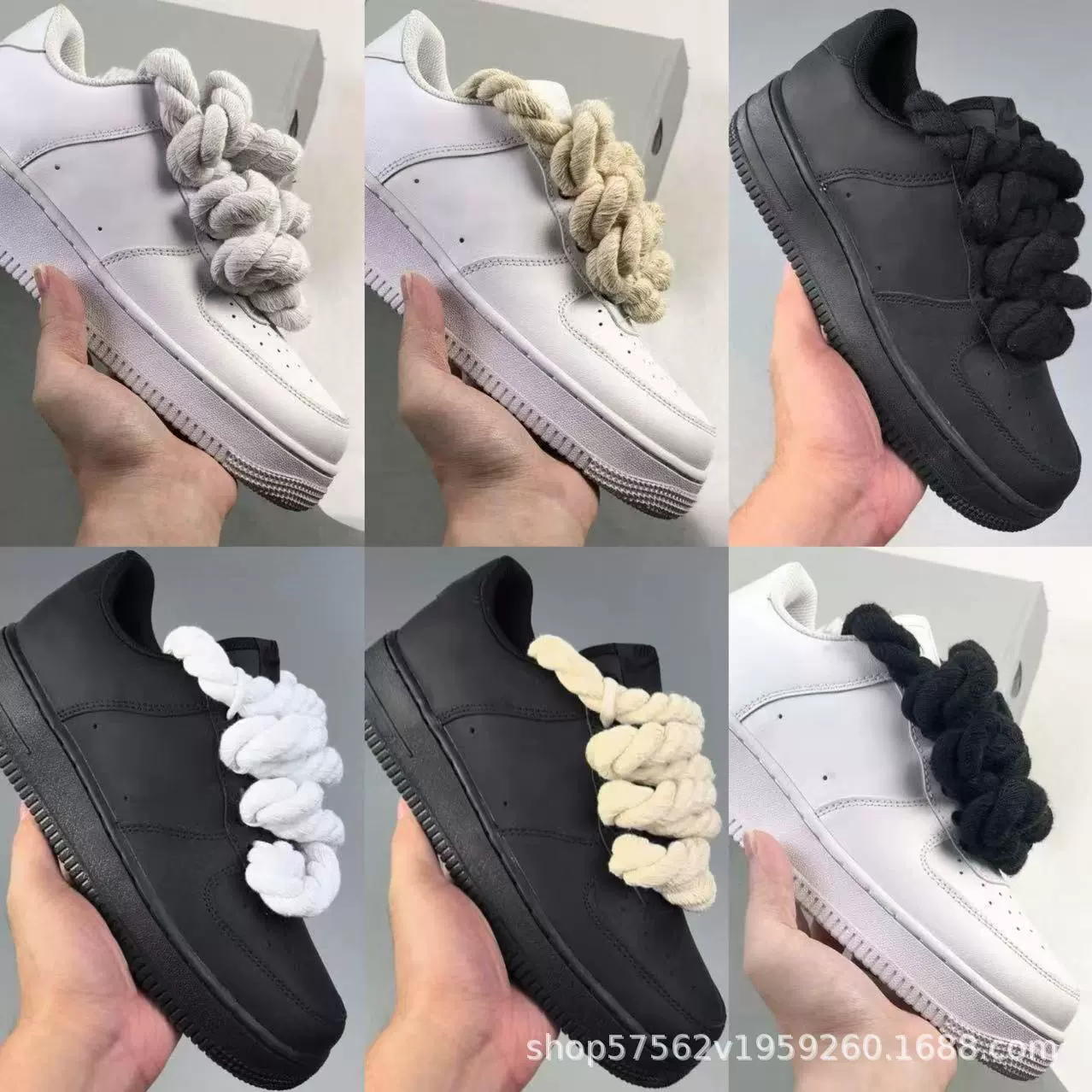 AF1 Air Force One Black Warrior Thick Rope Low-top High-Value Couple Модные мужские повседневные универсальные пары 315122.