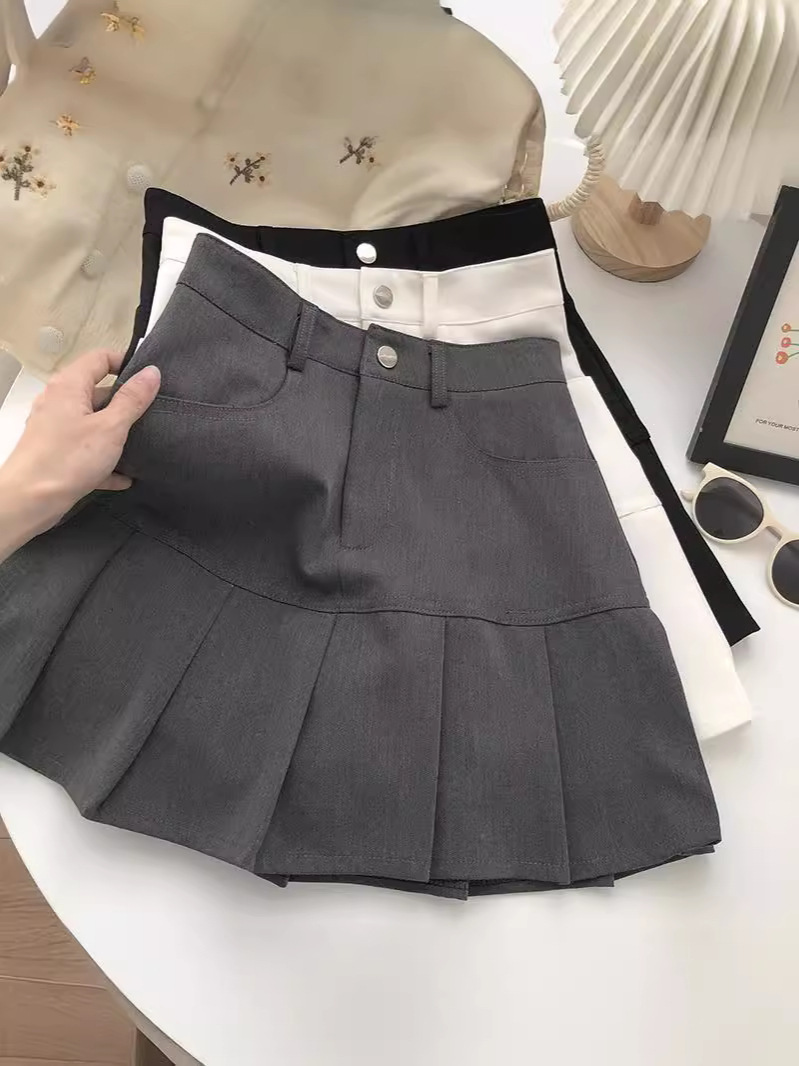 Women's pleated skirt, 2024 new summer design, JK short skirt, petite A-line skirt, high-waisted slimming short skirt