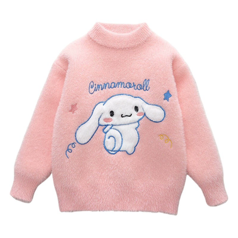 Свитер для девочек осенне-зимний пуловер вязаный бархат из искусственной норки с круглым вырезом Yugui Dog Letter круглый вырез свитер детская одежда