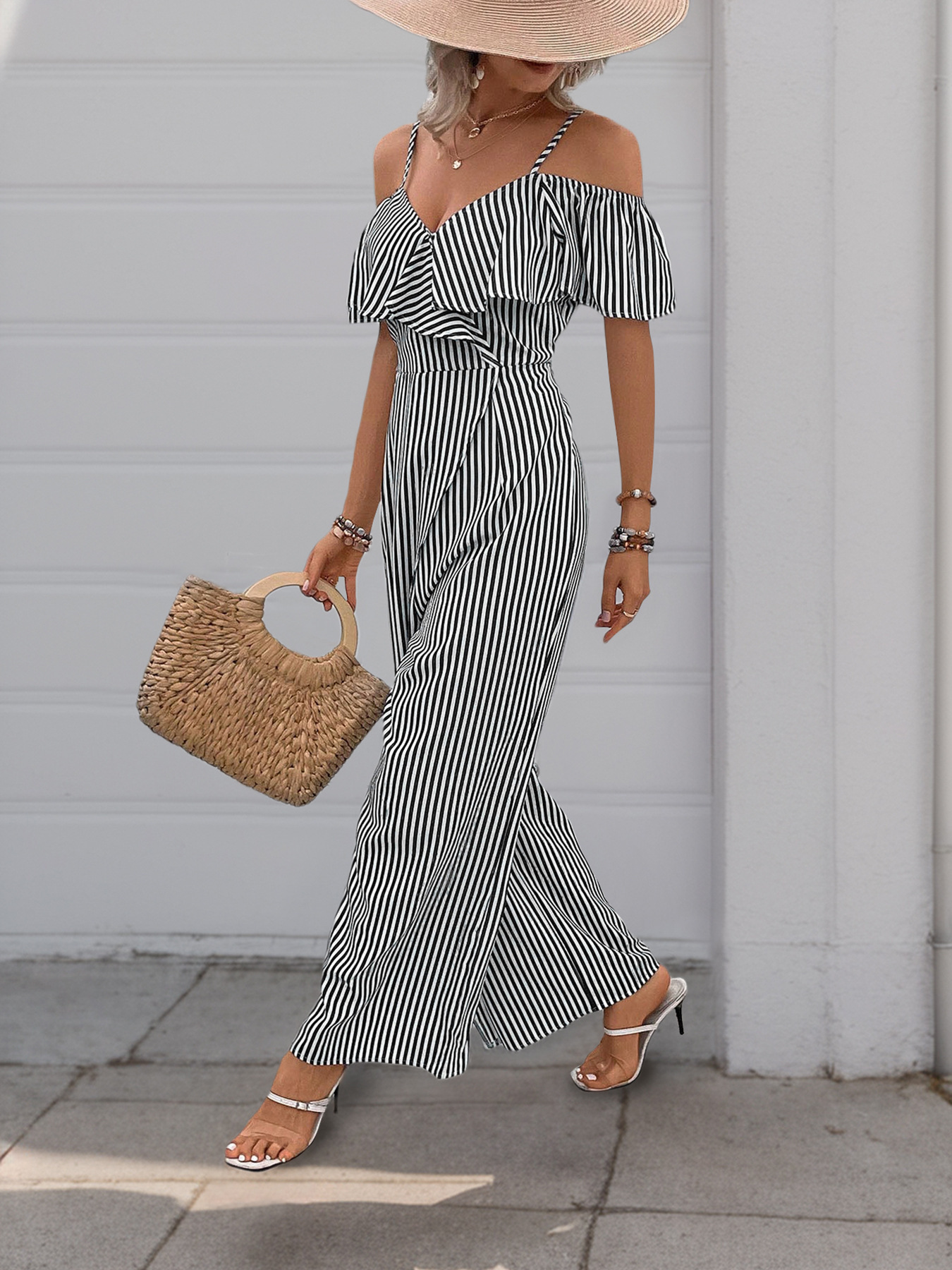 Striped Wide Leg Jumpsuit