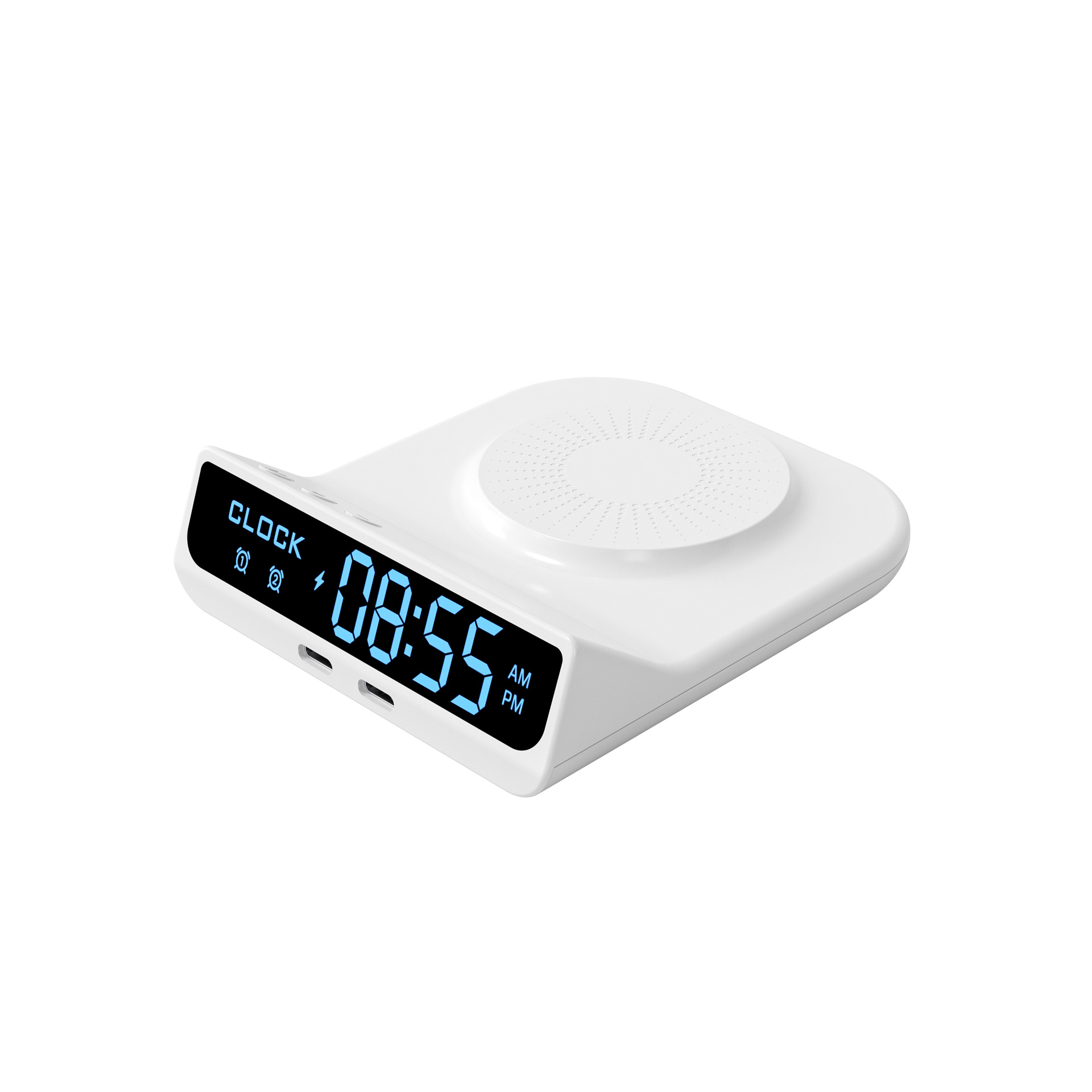 Cargador inalámbrico digital para teléfono móvil de 15W, cargador inalámbrico multifunción, pantalla digital, reloj despertador, portalápices, luz nocturna LED anti-luz azul