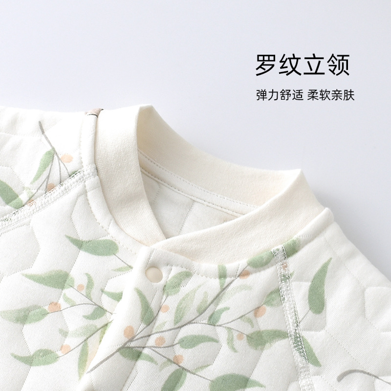嬰兒連體衣春秋a類夾棉爬服寶寶薄棉衣新生兒保暖衣嬰兒春季衣服