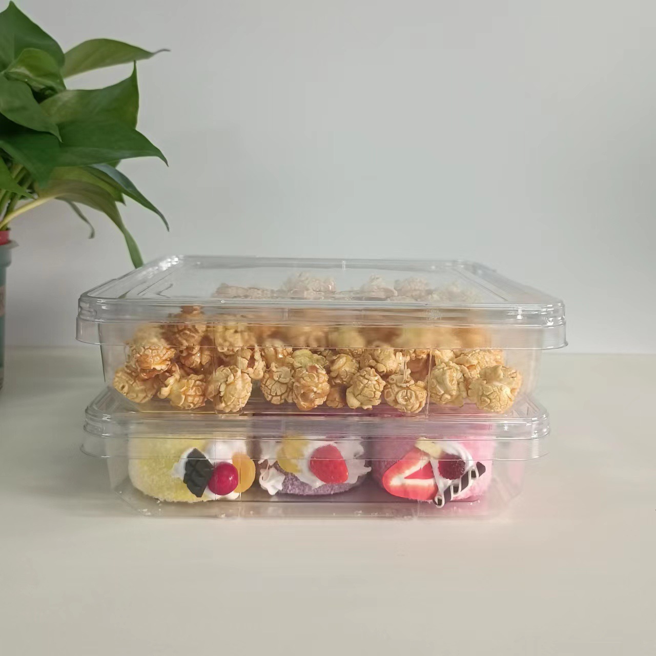 一次性塑料透明可密封食品包装盒中式糕点盒食品周转箱专用pet