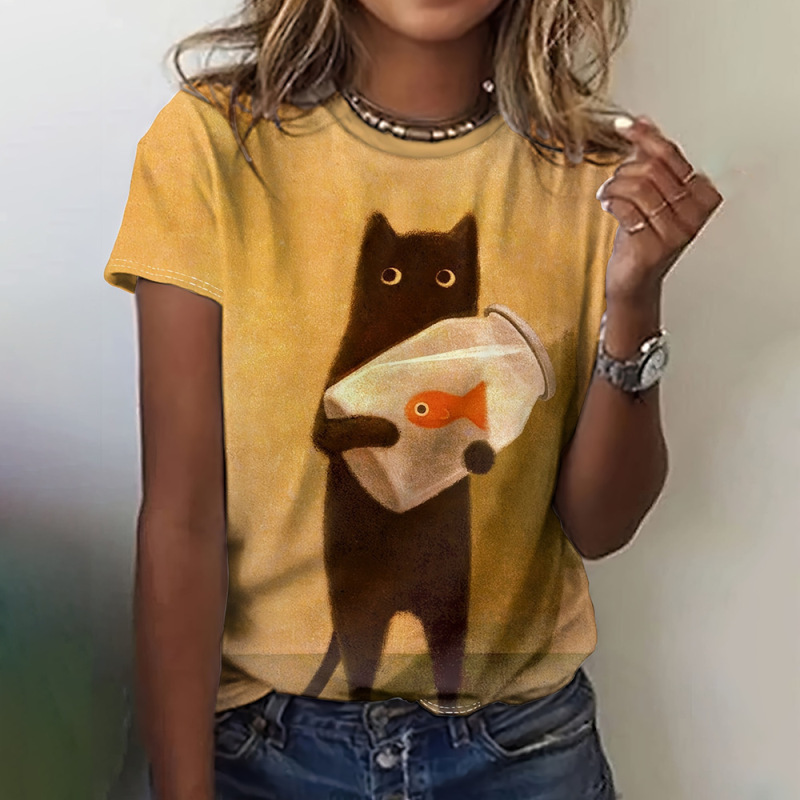 漫画グラフィックレディースtシャツカジュアル半袖トップスレディース2dプリントtシャツ女性服レディース夏Tトップ|undefined