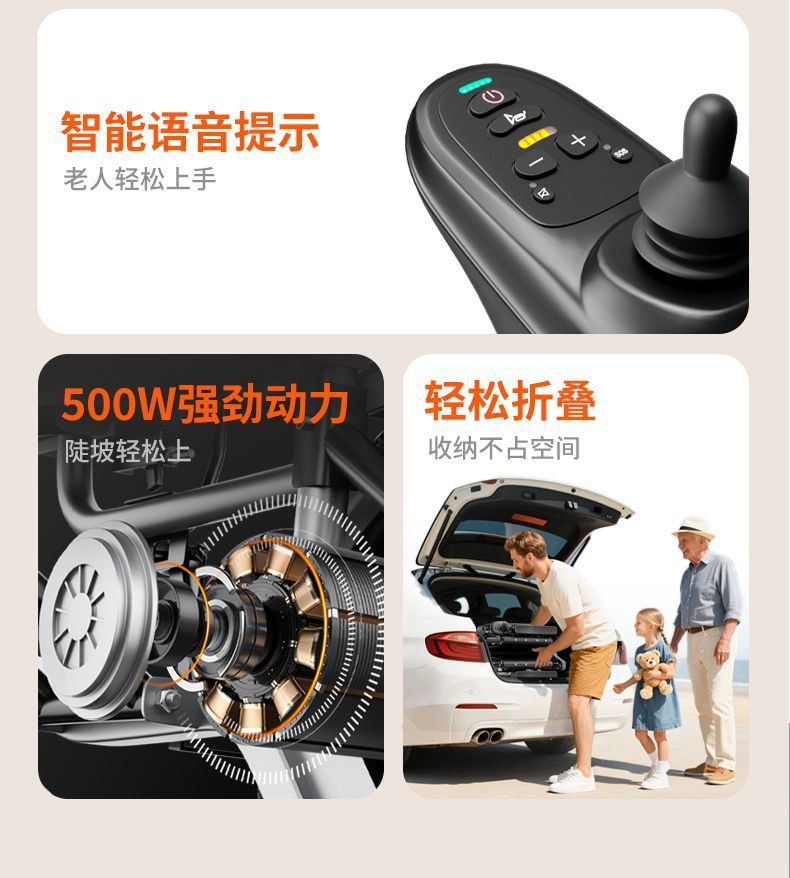 Electric Wheelchair Foldable Lightweight for Elderly and Disabled
